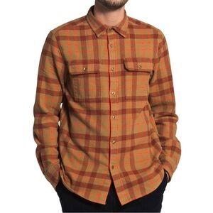 The North Face Men's Arroyo Flannel Shirt Brown and Orange Plaid Size Medium
